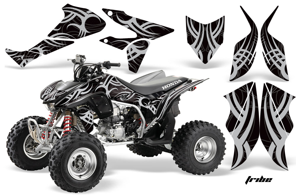 ATV Graphics Kit Quad Decal Sticker Wrap For Honda TRX450R TRX450ER TRIBE SILVER BLACK-atv motorcycle utv parts accessories gear helmets jackets gloves pantsAll Terrain Depot