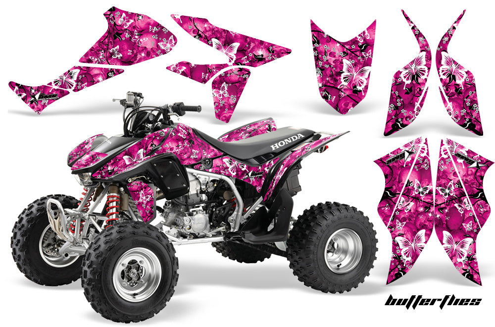 ATV Graphics Kit Quad Decal Sticker Wrap For Honda TRX450R TRX450ER BUTTERFLIES WHITE PINK-atv motorcycle utv parts accessories gear helmets jackets gloves pantsAll Terrain Depot