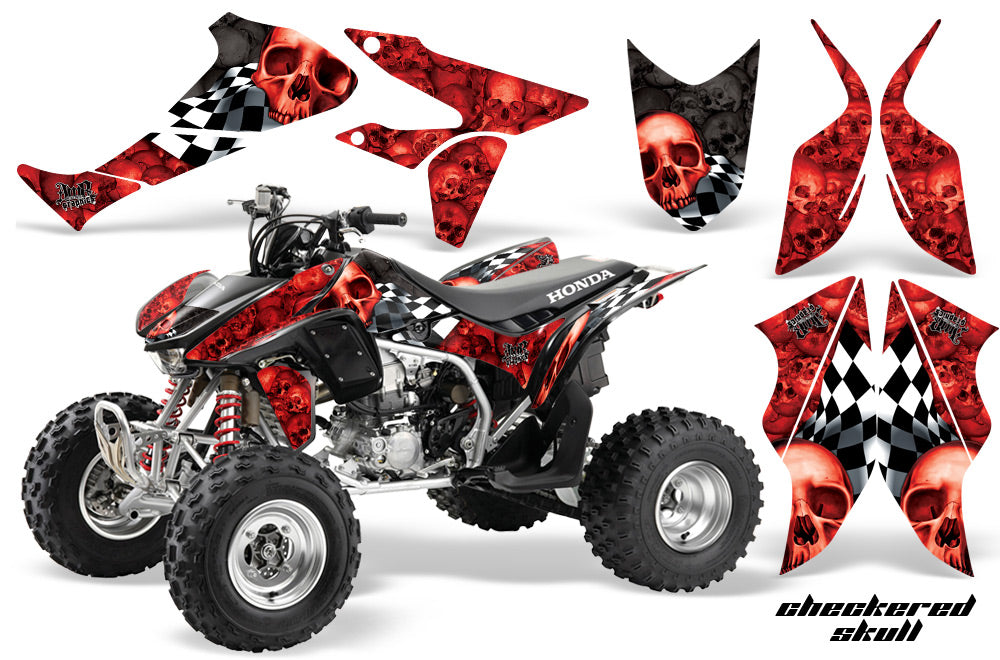 ATV Graphics Kit Quad Decal Sticker Wrap For Honda TRX450R TRX450ER CHECKERED RED BLACK-atv motorcycle utv parts accessories gear helmets jackets gloves pantsAll Terrain Depot