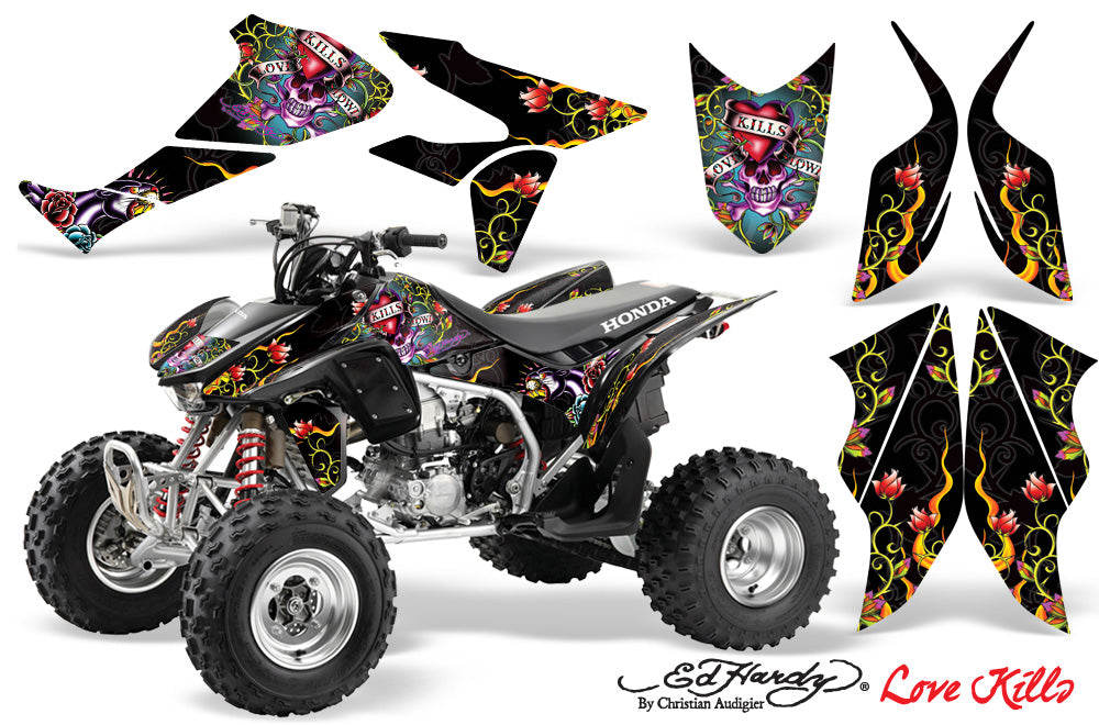 ATV Graphics Kit Quad Decal Sticker Wrap For Honda TRX450R TRX450ER EDHLK BLACK-atv motorcycle utv parts accessories gear helmets jackets gloves pantsAll Terrain Depot