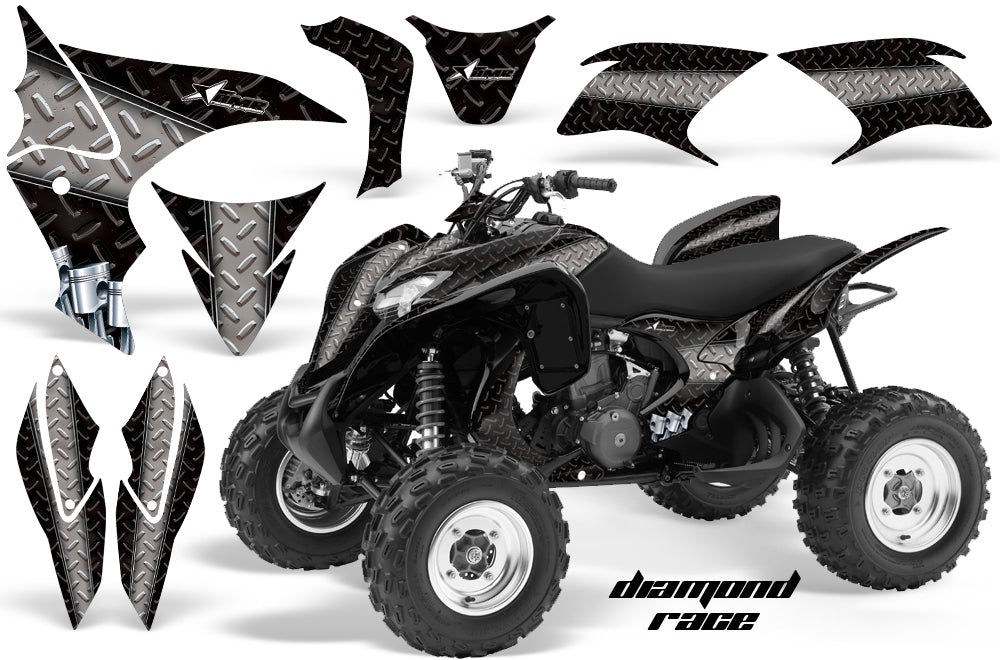 ATV Graphics Kit Quad Decal Sticker Wrap For Honda TRX700XX 2009-2015 DIAMOND RACE BLACK SILVER-atv motorcycle utv parts accessories gear helmets jackets gloves pantsAll Terrain Depot