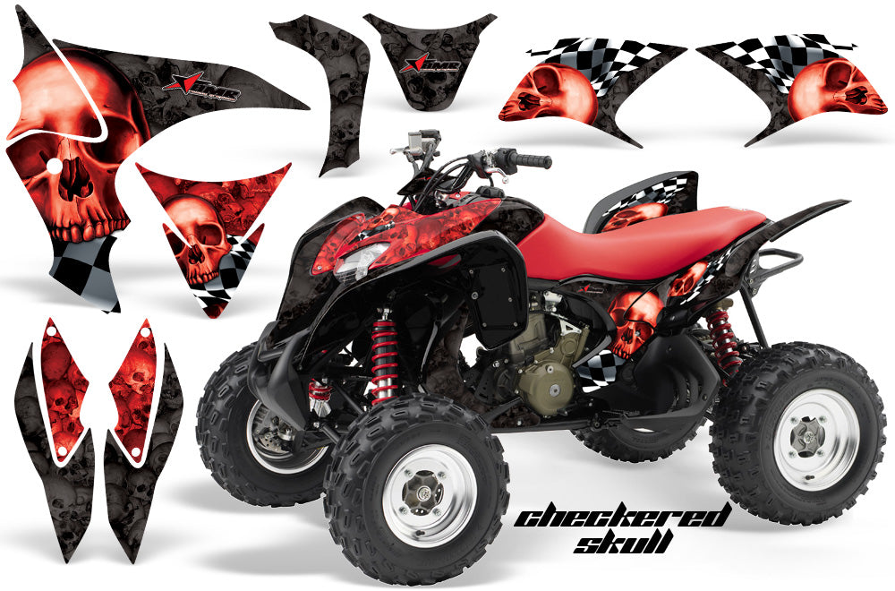 ATV Graphics Kit Quad Decal Sticker Wrap For Honda TRX700XX 2009-2015 CHECKERED RED BLACK-atv motorcycle utv parts accessories gear helmets jackets gloves pantsAll Terrain Depot