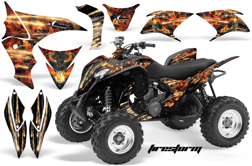 ATV Graphics Kit Quad Decal Sticker Wrap For Honda TRX700XX 2009-2015 FIRESTORM BLACK-atv motorcycle utv parts accessories gear helmets jackets gloves pantsAll Terrain Depot
