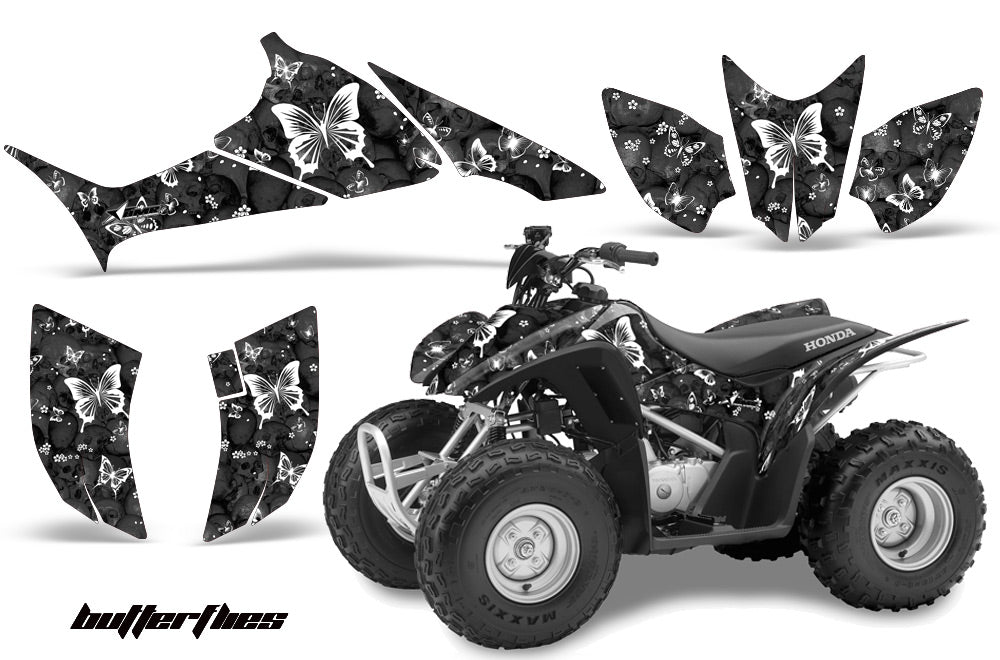 ATV Graphics Kit Quad Decal Sticker Wrap For Honda TRX90 2006-2018 BUTTERFLIES WHITE BLACK-atv motorcycle utv parts accessories gear helmets jackets gloves pantsAll Terrain Depot