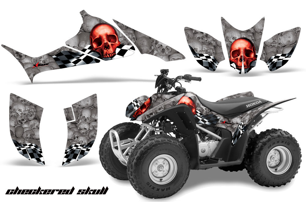 ATV Graphics Kit Quad Decal Sticker Wrap For Honda TRX90 2006-2018 CHECKERED RED SILVER-atv motorcycle utv parts accessories gear helmets jackets gloves pantsAll Terrain Depot