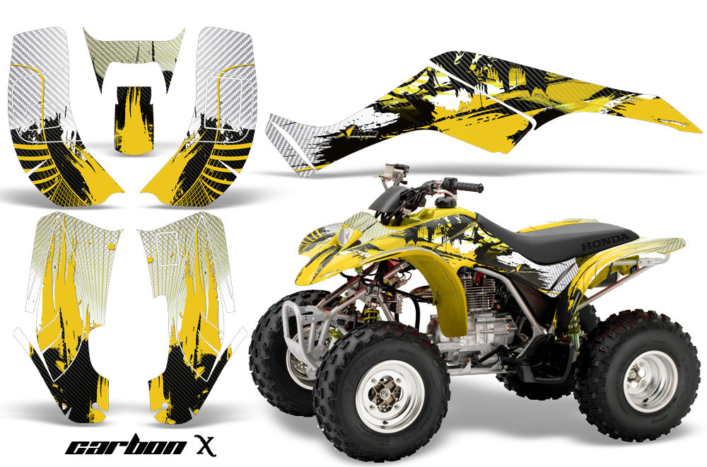 ATV Graphics Kit Quad Decal Wrap For Honda Sportrax TRX250 2002-2005 CARBONX YELLOW-atv motorcycle utv parts accessories gear helmets jackets gloves pantsAll Terrain Depot