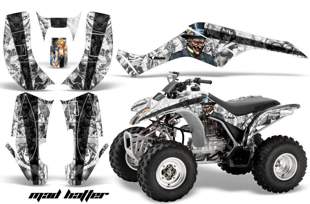 ATV Graphics Kit Quad Decal Wrap For Honda Sportrax TRX250 2002-2005 HATTER WHITE BLACK-atv motorcycle utv parts accessories gear helmets jackets gloves pantsAll Terrain Depot