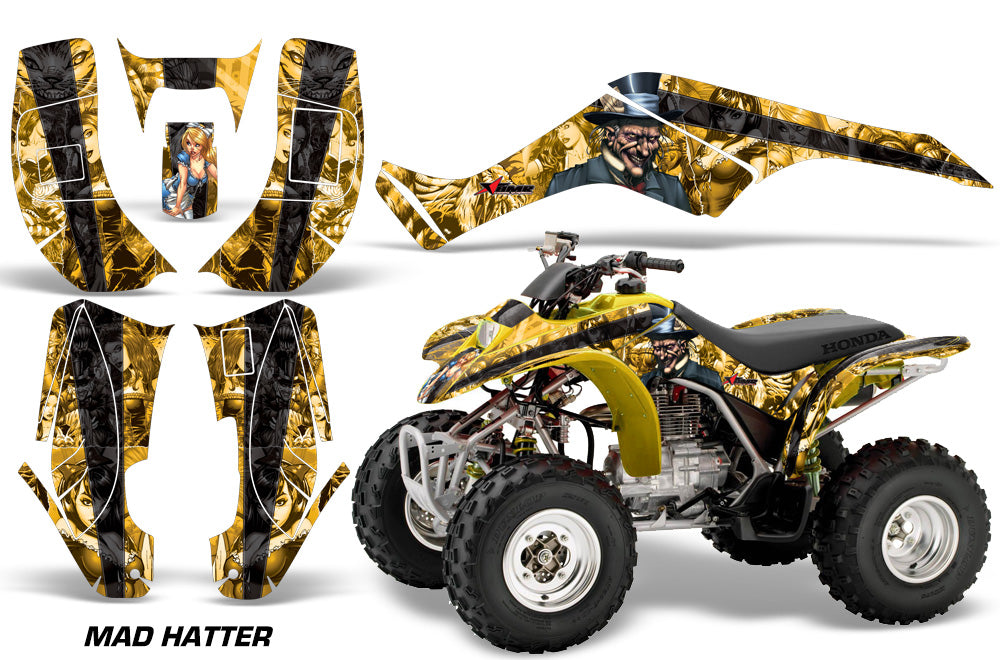 ATV Graphics Kit Quad Decal Wrap For Honda Sportrax TRX250 2002-2005 HATTER YELLOW BLACK-atv motorcycle utv parts accessories gear helmets jackets gloves pantsAll Terrain Depot