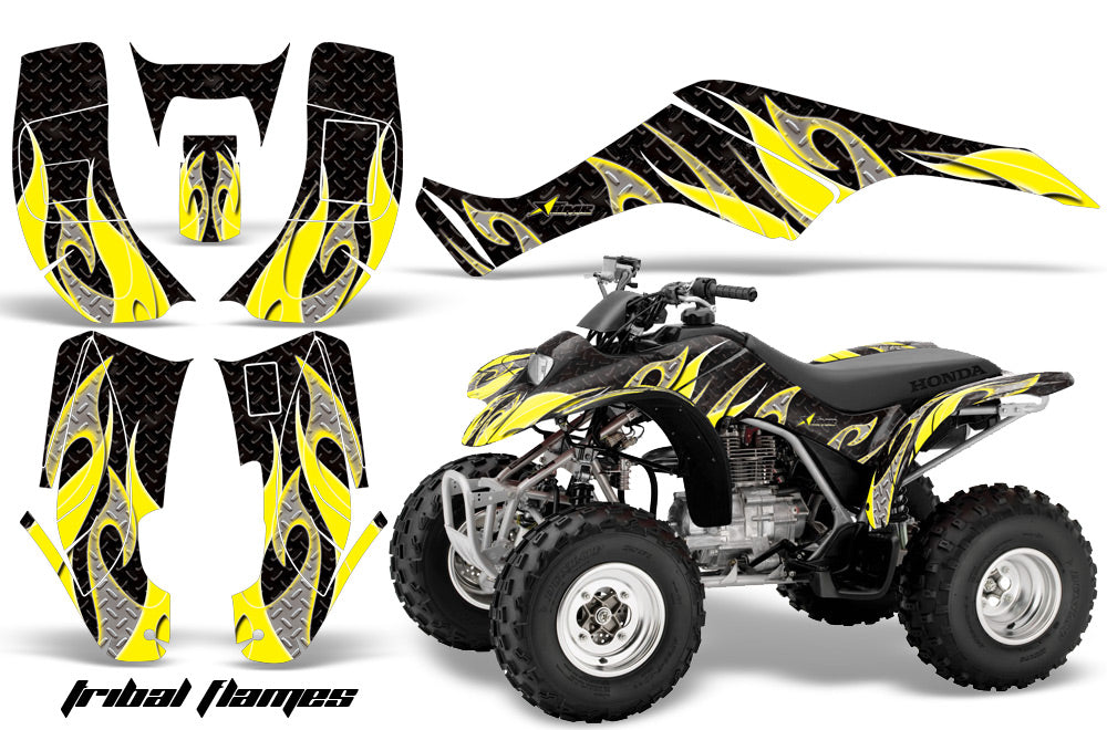 ATV Graphics Kit Quad Decal Wrap For Honda Sportrax TRX250 2002-2005 TRIBAL YELLOW BLACK-atv motorcycle utv parts accessories gear helmets jackets gloves pantsAll Terrain Depot