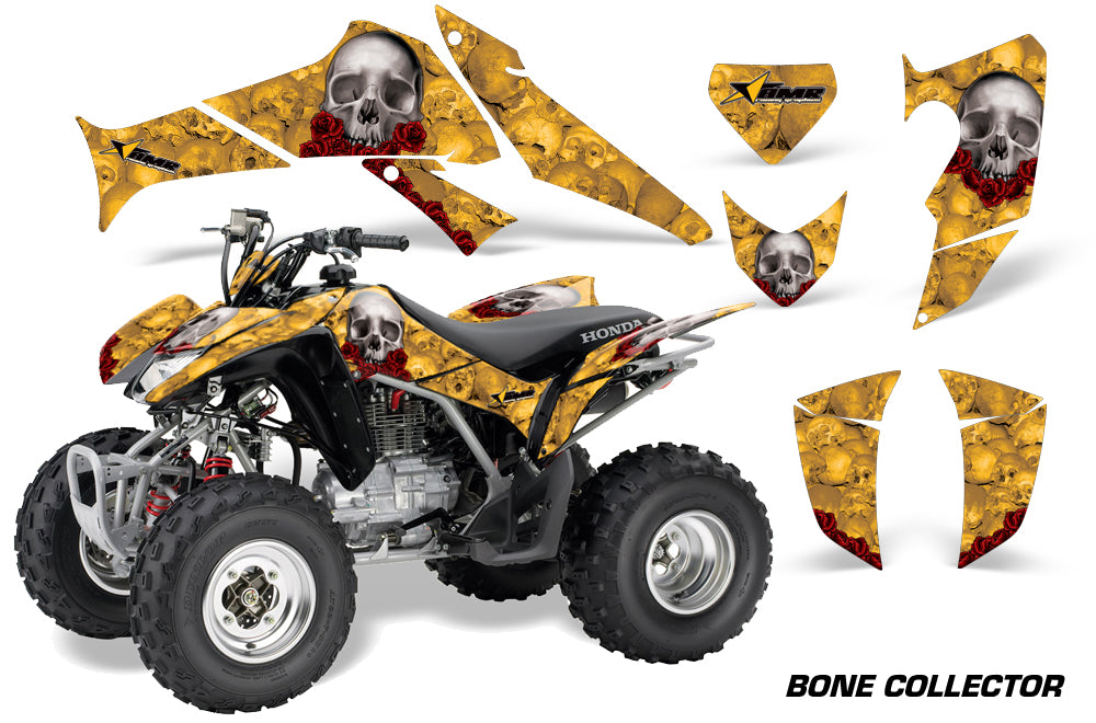 ATV Decal Graphics Kit Quad Sticker Wrap For Honda TRX250X 2006-2018 BONES YELLOW-atv motorcycle utv parts accessories gear helmets jackets gloves pantsAll Terrain Depot