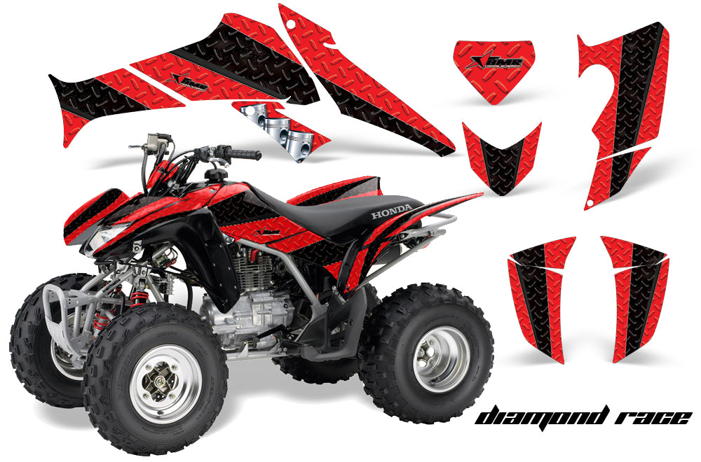 ATV Decal Graphics Kit Quad Sticker Wrap For Honda TRX250X 2006-2018 DIAMOND RACE BLACK RED-atv motorcycle utv parts accessories gear helmets jackets gloves pantsAll Terrain Depot