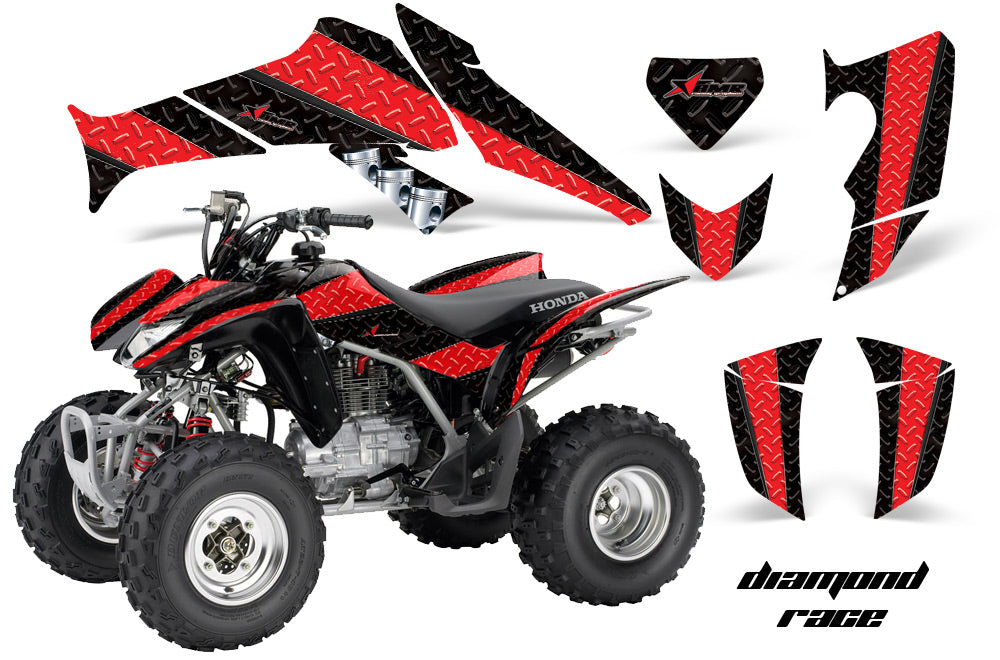 ATV Decal Graphics Kit Quad Sticker Wrap For Honda TRX250X 2006-2018 DIAMOND RACE RED BLACK-atv motorcycle utv parts accessories gear helmets jackets gloves pantsAll Terrain Depot