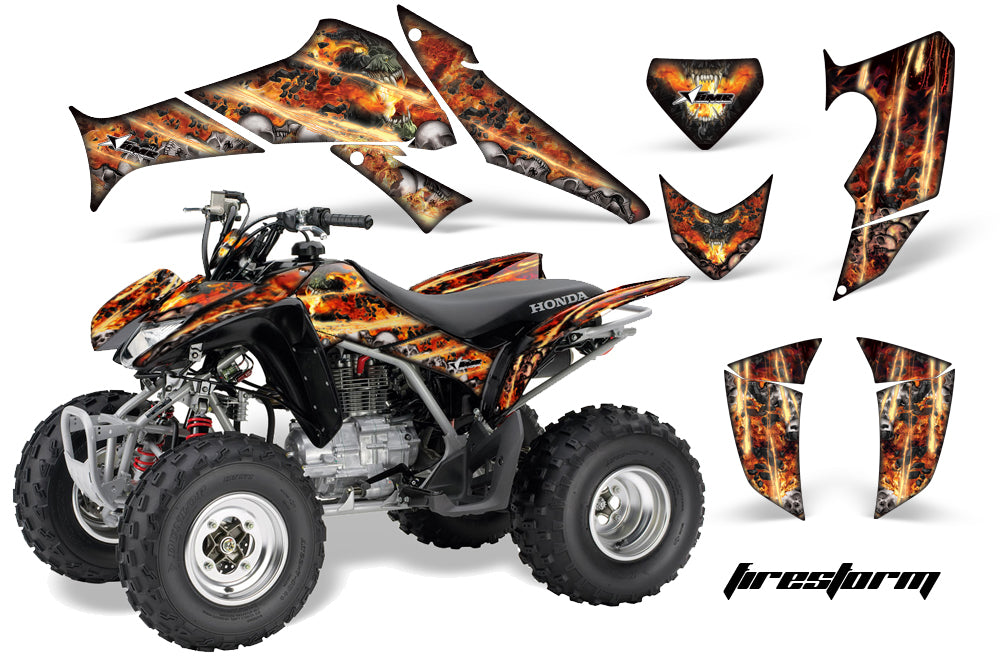 ATV Decal Graphics Kit Quad Sticker Wrap For Honda TRX250X 2006-2018 FIRESTORM BLACK-atv motorcycle utv parts accessories gear helmets jackets gloves pantsAll Terrain Depot