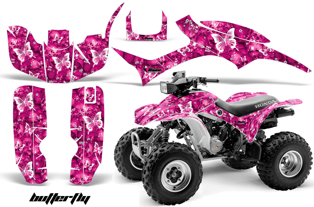 ATV Graphic Kit Quad Decal Wrap For Honda Sportrax TRX300EX 1993-2006 BUTTERFLIES WHITE PINK-atv motorcycle utv parts accessories gear helmets jackets gloves pantsAll Terrain Depot