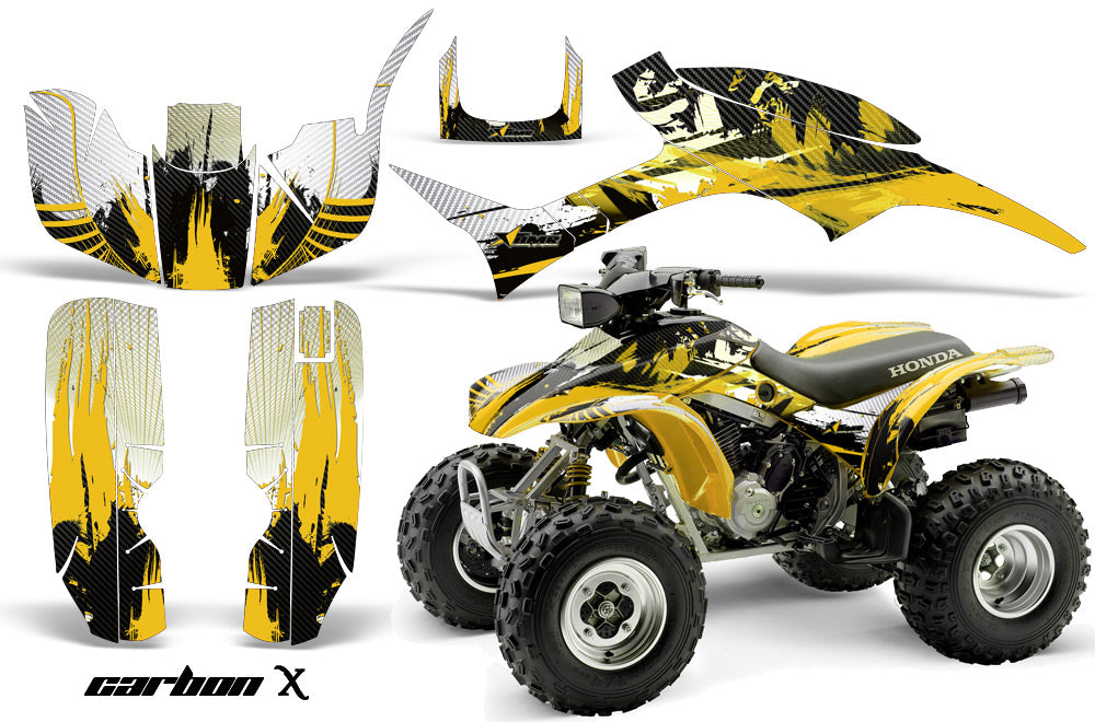 ATV Graphic Kit Quad Decal Wrap For Honda Sportrax TRX300EX 1993-2006 CARBONX YELLOW-atv motorcycle utv parts accessories gear helmets jackets gloves pantsAll Terrain Depot