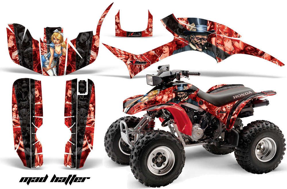 ATV Graphic Kit Quad Decal Wrap For Honda Sportrax TRX300EX 1993-2006 HATTER BLACK RED-atv motorcycle utv parts accessories gear helmets jackets gloves pantsAll Terrain Depot
