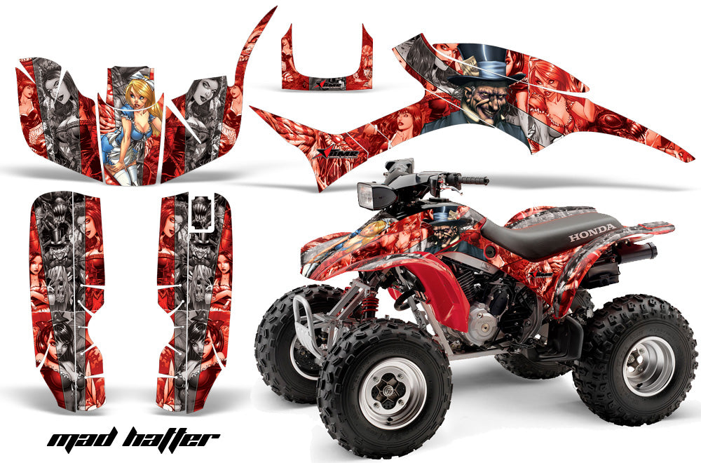 ATV Graphic Kit Quad Decal Wrap For Honda Sportrax TRX300EX 1993-2006 HATTER SILVER RED-atv motorcycle utv parts accessories gear helmets jackets gloves pantsAll Terrain Depot