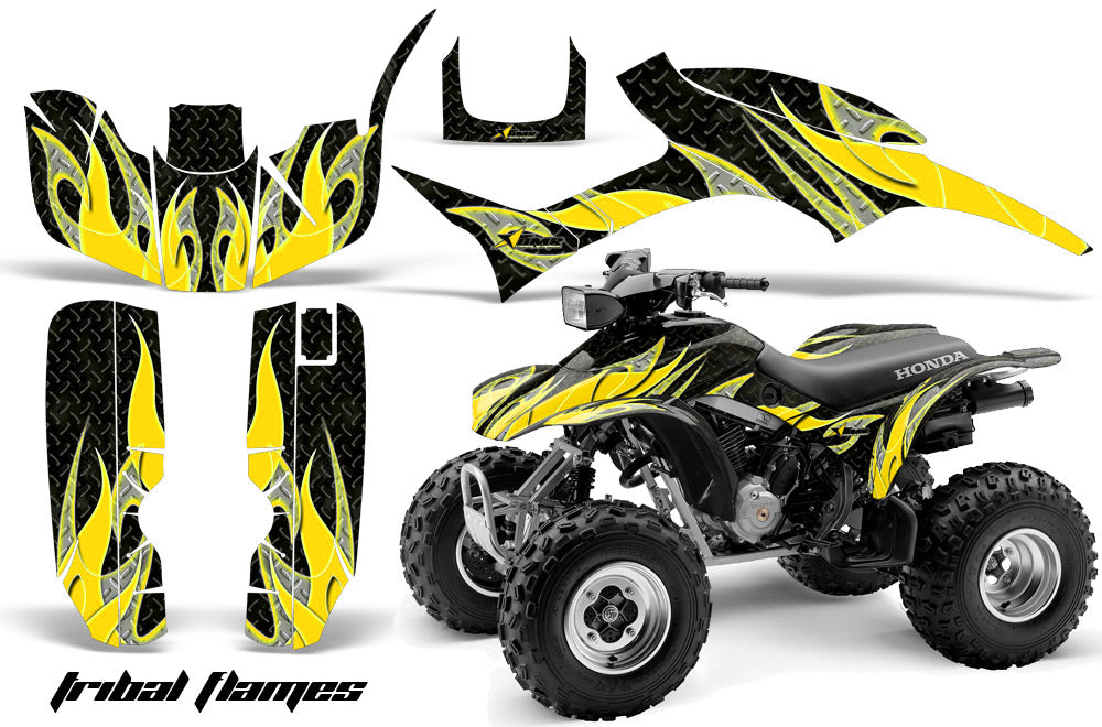 ATV Graphic Kit Quad Decal Wrap For Honda Sportrax TRX300EX 1993-2006 TRIBAL YELLOW BLACK-atv motorcycle utv parts accessories gear helmets jackets gloves pantsAll Terrain Depot