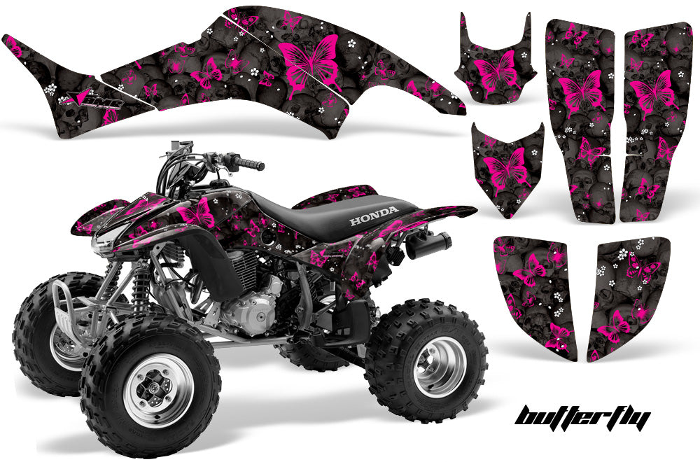 ATV Graphics Kit Decal Quad Sticker Wrap For Honda TRX400EX 1999-2007 BUTTERFLIES PINK BLACK-atv motorcycle utv parts accessories gear helmets jackets gloves pantsAll Terrain Depot