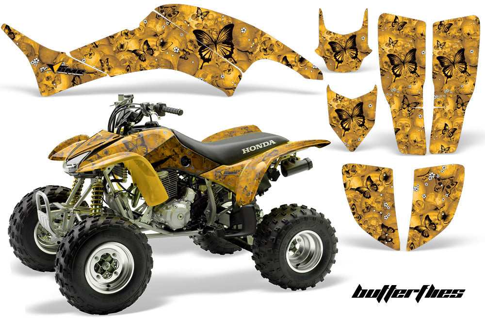 ATV Graphics Kit Decal Quad Sticker Wrap For Honda TRX400EX 1999-2007 BUTTERFLIES BLACK YELLOW-atv motorcycle utv parts accessories gear helmets jackets gloves pantsAll Terrain Depot