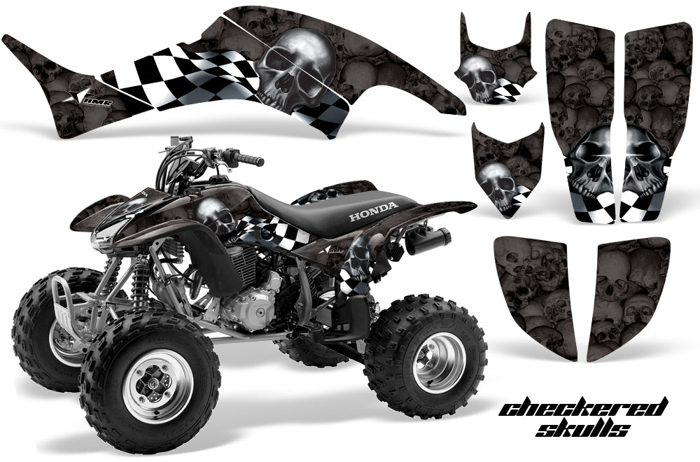 ATV Graphics Kit Decal Quad Sticker Wrap For Honda TRX400EX 1999-2007 CHECKERED BLACK-atv motorcycle utv parts accessories gear helmets jackets gloves pantsAll Terrain Depot