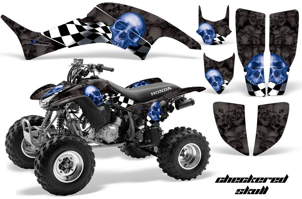 ATV Graphics Kit Decal Quad Sticker Wrap For Honda TRX400EX 1999-2007 CHECKERED BLUE BLACK-atv motorcycle utv parts accessories gear helmets jackets gloves pantsAll Terrain Depot