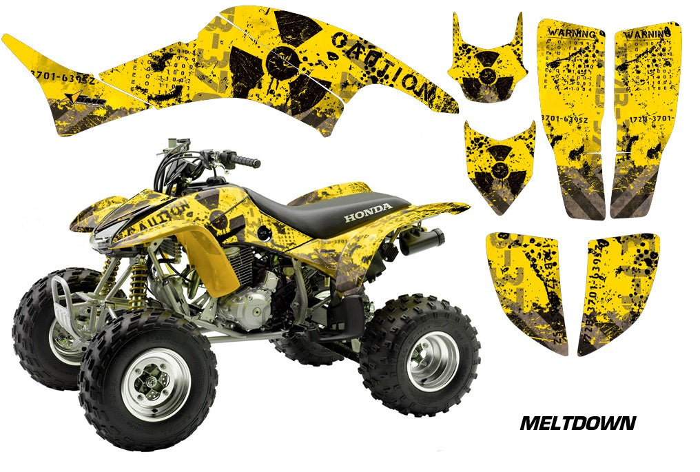 ATV Graphics Kit Decal Quad Sticker Wrap For Honda TRX400EX 1999-2007 MELTDOWN BLACK YELLOW-atv motorcycle utv parts accessories gear helmets jackets gloves pantsAll Terrain Depot