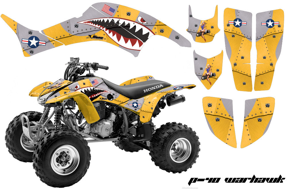 ATV Graphics Kit Decal Quad Sticker Wrap For Honda TRX400EX 1999-2007 WARHAWK YELLOW-atv motorcycle utv parts accessories gear helmets jackets gloves pantsAll Terrain Depot