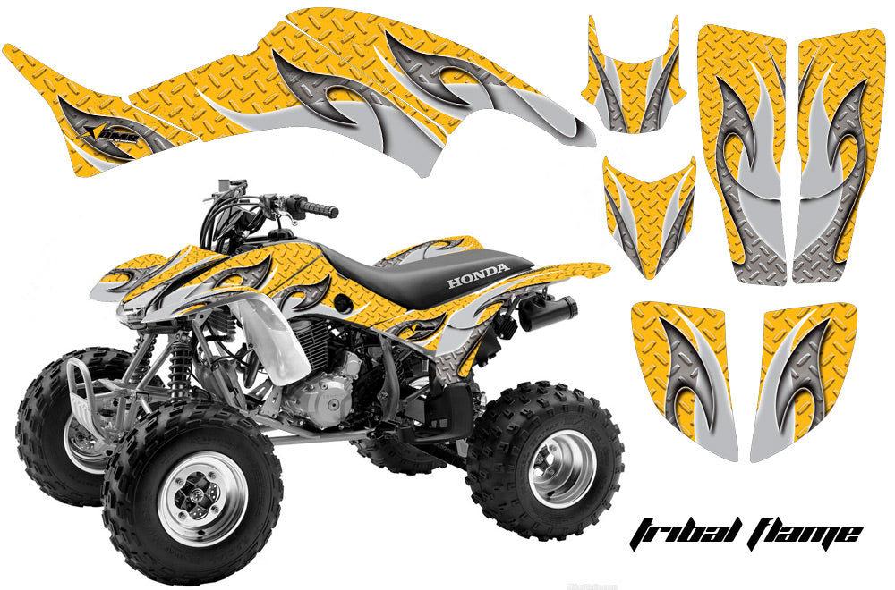 ATV Graphics Kit Decal Quad Sticker Wrap For Honda TRX400EX 1999-2007 TRIBAL BLACK YELLOW-atv motorcycle utv parts accessories gear helmets jackets gloves pantsAll Terrain Depot