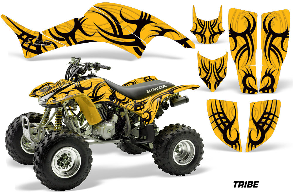 ATV Graphics Kit Decal Quad Sticker Wrap For Honda TRX400EX 1999-2007 TRIBE BLACK YELLOW-atv motorcycle utv parts accessories gear helmets jackets gloves pantsAll Terrain Depot