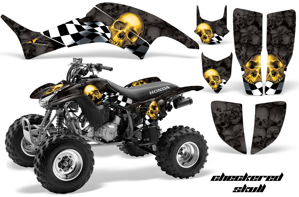 ATV Graphics Kit Decal Quad Sticker Wrap For Honda TRX400EX 1999-2007 CHECKERED YELLOW BLACK-atv motorcycle utv parts accessories gear helmets jackets gloves pantsAll Terrain Depot