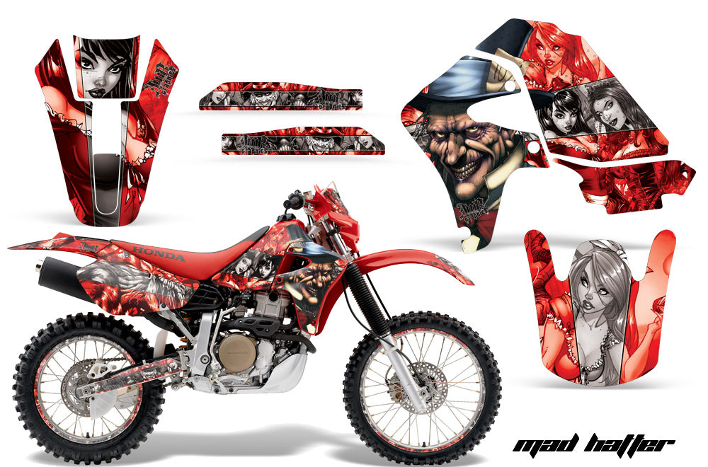 Graphics Kit Decal Sticker Wrap + # Plates For Honda XR650R 2000-2010 HATTER SILVER RED-atv motorcycle utv parts accessories gear helmets jackets gloves pantsAll Terrain Depot