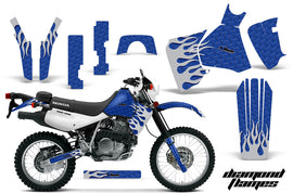 Dirt Bike Decal Graphic Kit MX Sticker Wrap For Honda XR650L 1993-2018 DIAMOND FLAMES SILVER BLUE-atv motorcycle utv parts accessories gear helmets jackets gloves pantsAll Terrain Depot