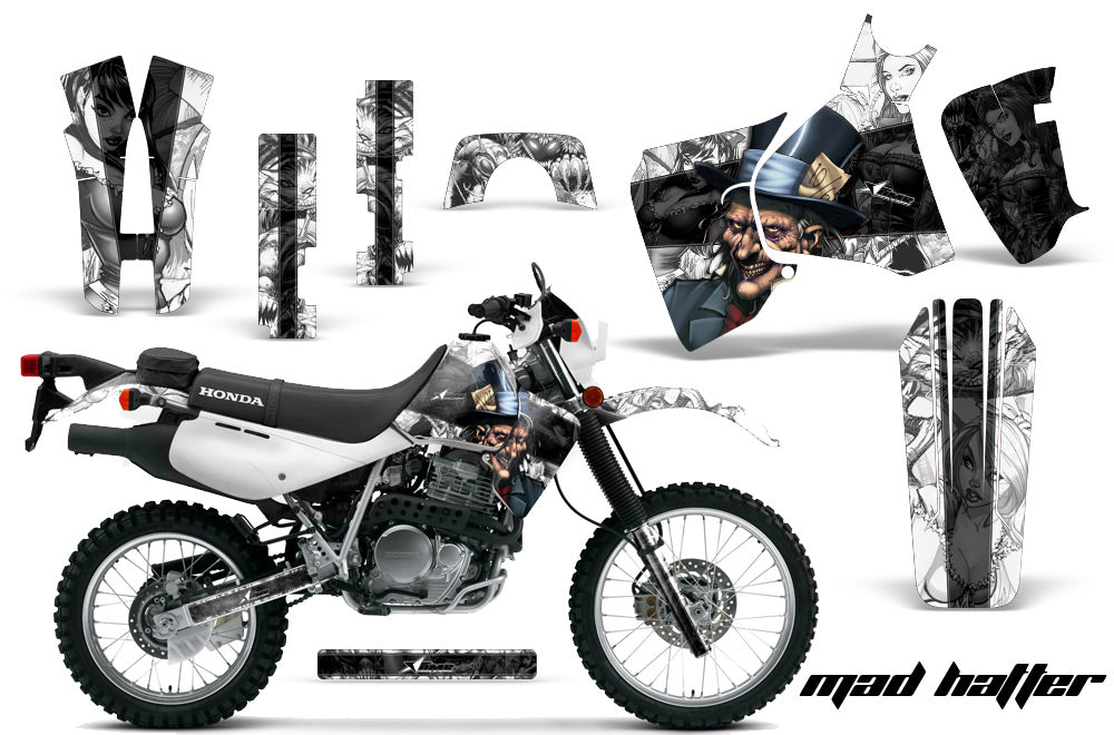 Dirt Bike Decal Graphic Kit MX Sticker Wrap For Honda XR650L 1993-2018 HATTER BLACK WHITE-atv motorcycle utv parts accessories gear helmets jackets gloves pantsAll Terrain Depot