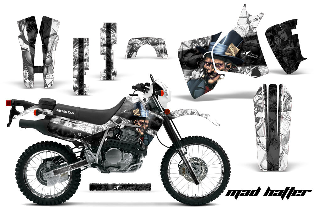 Graphics Kit Decal Sticker Wrap + # Plates For Honda XR650L 1993-2018 HATTER BLACK WHITE-atv motorcycle utv parts accessories gear helmets jackets gloves pantsAll Terrain Depot