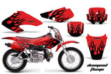 Dirt Bike Graphics Kit Decal Sticker Wrap For Honda XR70 2001-2003 DIAMOND FLAMES BLACK RED