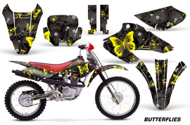 Dirt Bike Graphics Kit Decal Wrap For Honda XR80R XR100R 2001-2003 BUTTERFLIES YELLOW BLACK-atv motorcycle utv parts accessories gear helmets jackets gloves pantsAll Terrain Depot