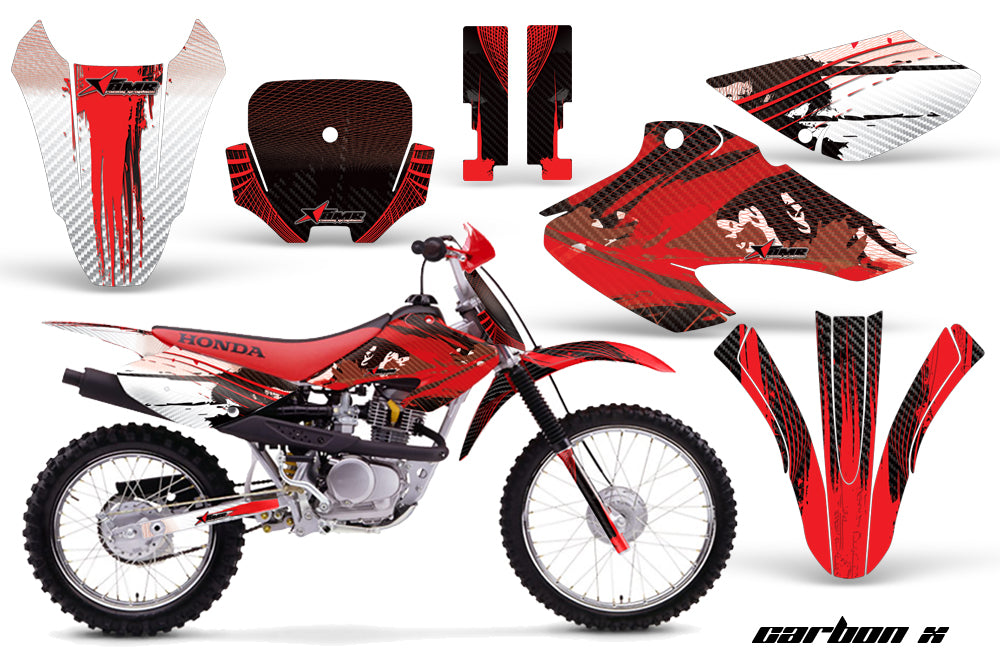 Dirt Bike Graphics Kit Decal Wrap For Honda XR80R XR100R 2001-2003 CARBONX RED-atv motorcycle utv parts accessories gear helmets jackets gloves pantsAll Terrain Depot