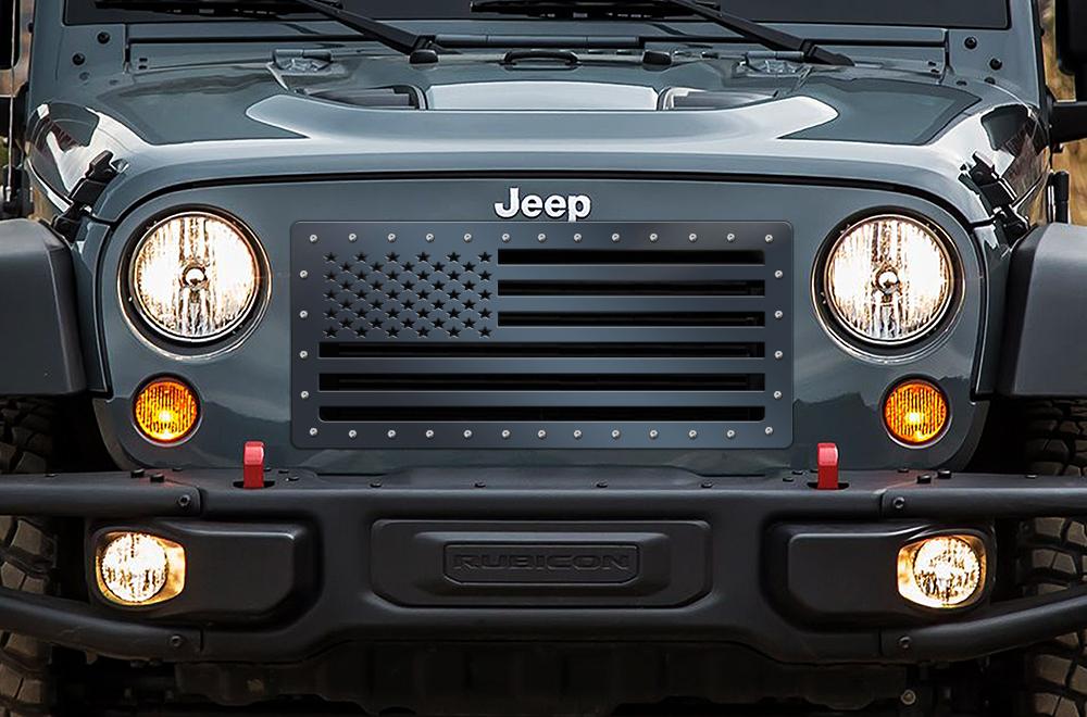 1 Piece Steel Grille for Jeep Wrangler 2007-2016 - AMERICAN FLAG SOLID-atv motorcycle utv parts accessories gear helmets jackets gloves pantsAll Terrain Depot
