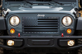 1 Piece Steel Grille for Jeep Wrangler 2007-2016 - AMERICAN FLAG SOLID-atv motorcycle utv parts accessories gear helmets jackets gloves pantsAll Terrain Depot