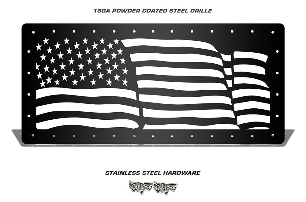 1 Piece Steel Grille for Jeep Wrangler 2007-2016 - AMERICAN FLAG WAVE-atv motorcycle utv parts accessories gear helmets jackets gloves pantsAll Terrain Depot