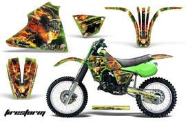 Dirt Bike Decal Graphic Kit Sticker Wrap For Kawasaki KX125 1983-1985 FIRESTORM GREEN-atv motorcycle utv parts accessories gear helmets jackets gloves pantsAll Terrain Depot