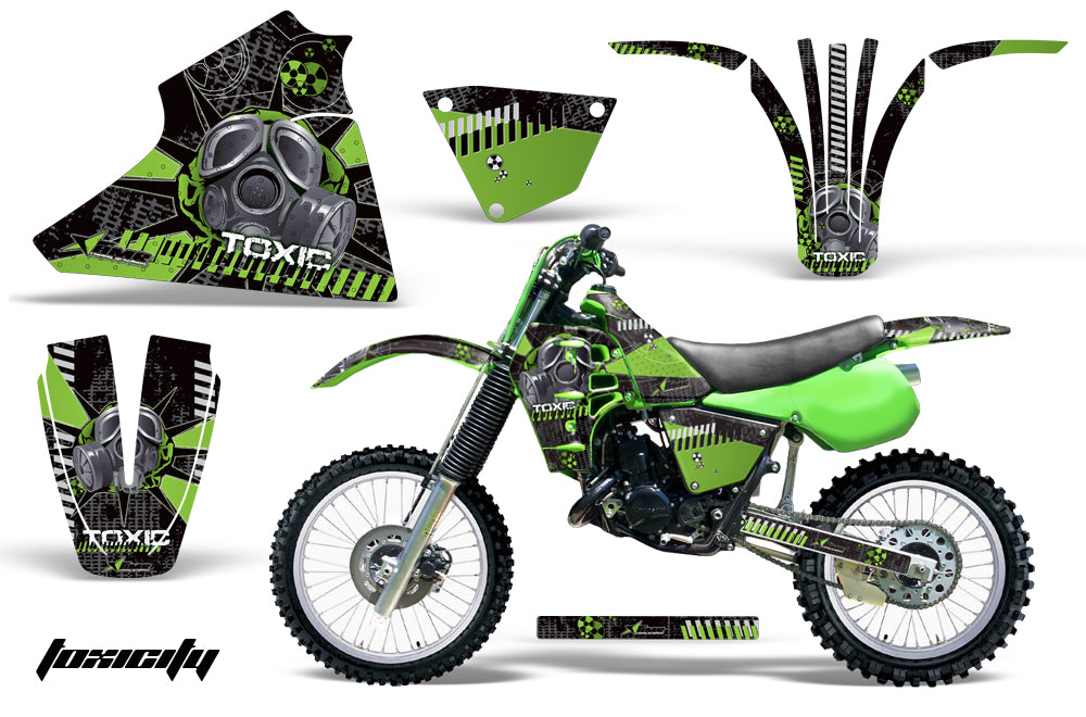 Dirt Bike Decal Graphic Kit Sticker Wrap For Kawasaki KX125 1983-1985 TOXIC GREEN BLACK-atv motorcycle utv parts accessories gear helmets jackets gloves pantsAll Terrain Depot