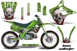 Graphics Kit Decal Wrap + # Plates For Kawasaki KX125 KX250 1990-1991 BONES GREEN-atv motorcycle utv parts accessories gear helmets jackets gloves pantsAll Terrain Depot