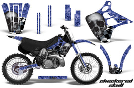 Dirt Bike Graphics Kit Decal Wrap For Kawasaki KX125 KX250 1990-1991 CHECKERED BLACK BLUE-atv motorcycle utv parts accessories gear helmets jackets gloves pantsAll Terrain Depot