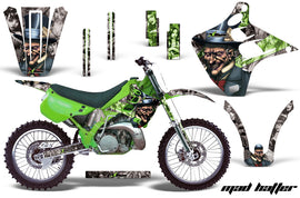 Dirt Bike Graphics Kit Decal Wrap For Kawasaki KX125 KX250 1990-1991 HATTER GREEN SILVER-atv motorcycle utv parts accessories gear helmets jackets gloves pantsAll Terrain Depot