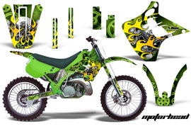 Dirt Bike Graphics Kit Decal Wrap For Kawasaki KX125 KX250 1990-1991 MOTORHEAD GREEN-atv motorcycle utv parts accessories gear helmets jackets gloves pantsAll Terrain Depot