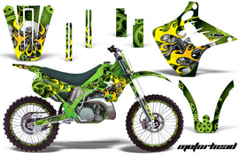 Graphics Kit Decal Wrap + # Plates For Kawasaki KX125 KX250 1990-1991 MOTORHEAD GREEN-atv motorcycle utv parts accessories gear helmets jackets gloves pantsAll Terrain Depot