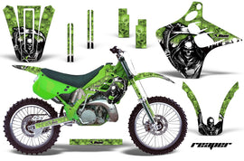 Dirt Bike Graphics Kit Decal Wrap For Kawasaki KX125 KX250 1990-1991 REAPER GREEN-atv motorcycle utv parts accessories gear helmets jackets gloves pantsAll Terrain Depot