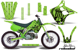 Dirt Bike Graphics Kit Decal Wrap For Kawasaki KX125 KX250 1990-1991 RELOADED BLACK GREEN-atv motorcycle utv parts accessories gear helmets jackets gloves pantsAll Terrain Depot